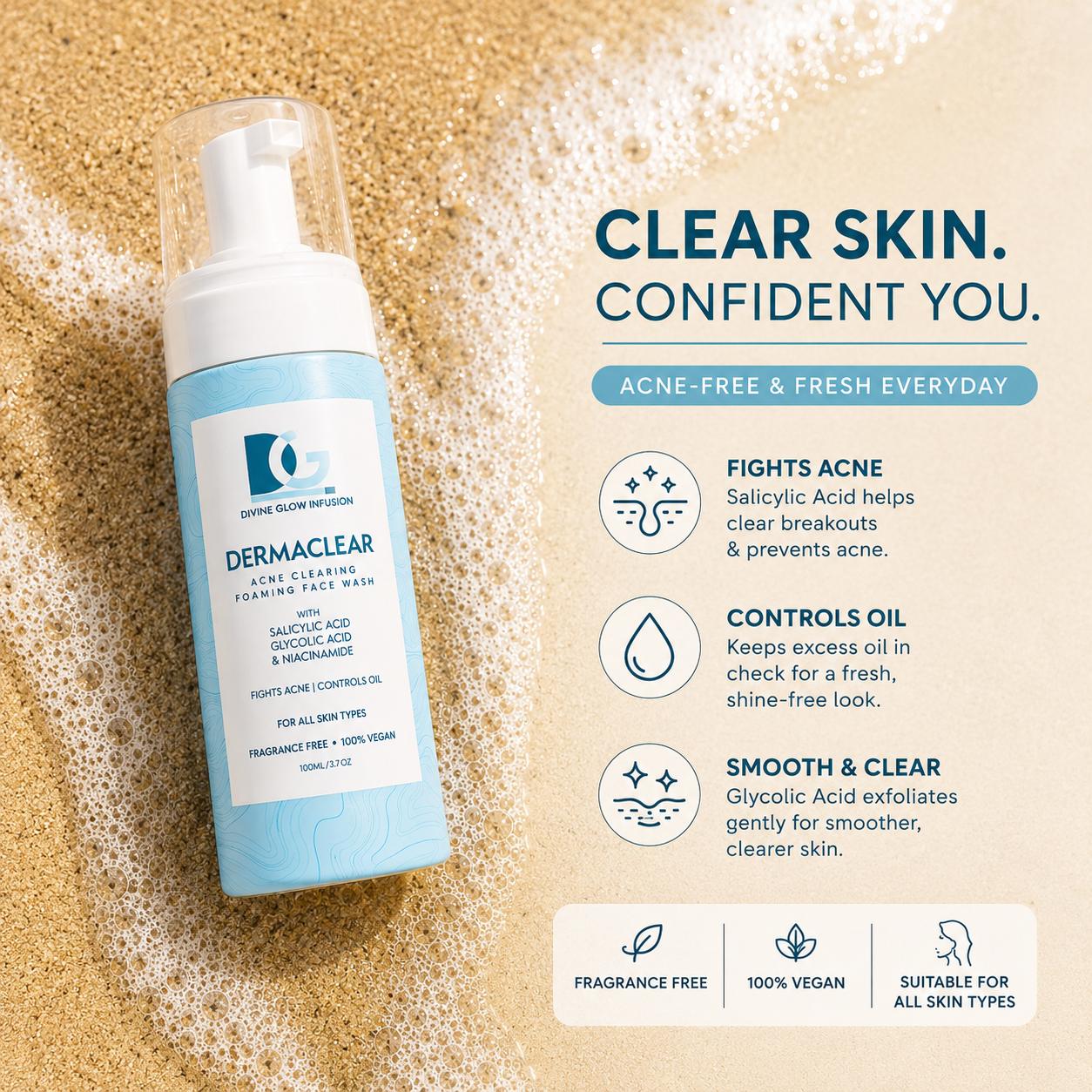 Dermaclear Acne Clearing Foaming Facewash